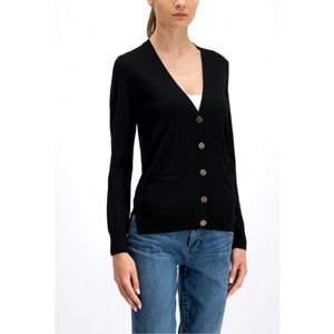 Tory Burch Madeline Merino Wool Cardigan Navy